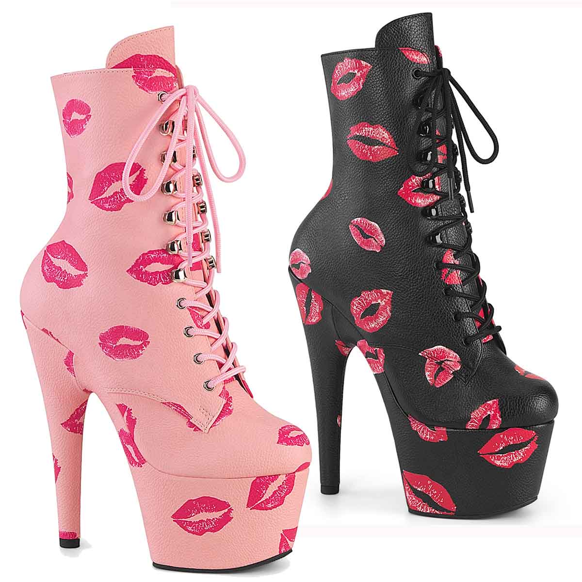 ADORE-1020KISSES, Ankle Boots with Red Lips