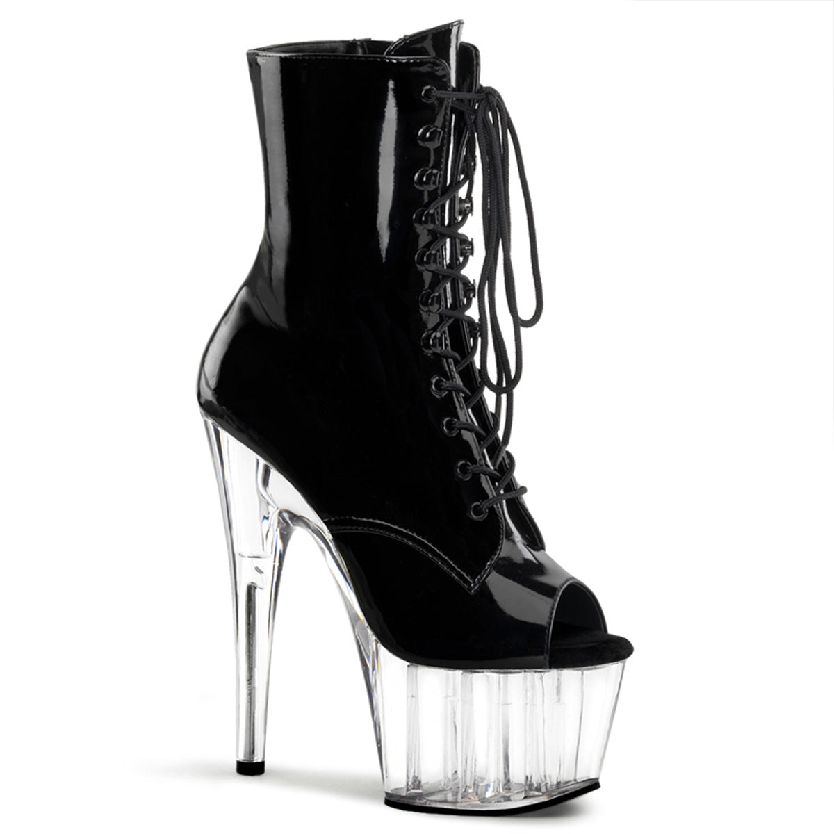 adore-1021-bc.jpg Pleaser Adore-1021 Sexy Black Patent 7" Clear Platform Ankle Boots