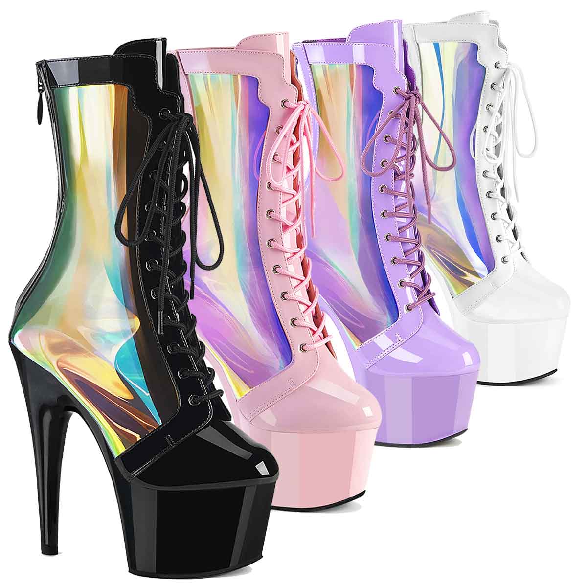ADORE-1047, Holographic Side Panel Ankle Boots CLEARANCE