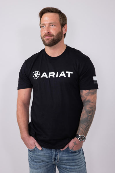Ariat Shield Flag T-Shirt for Men in Black