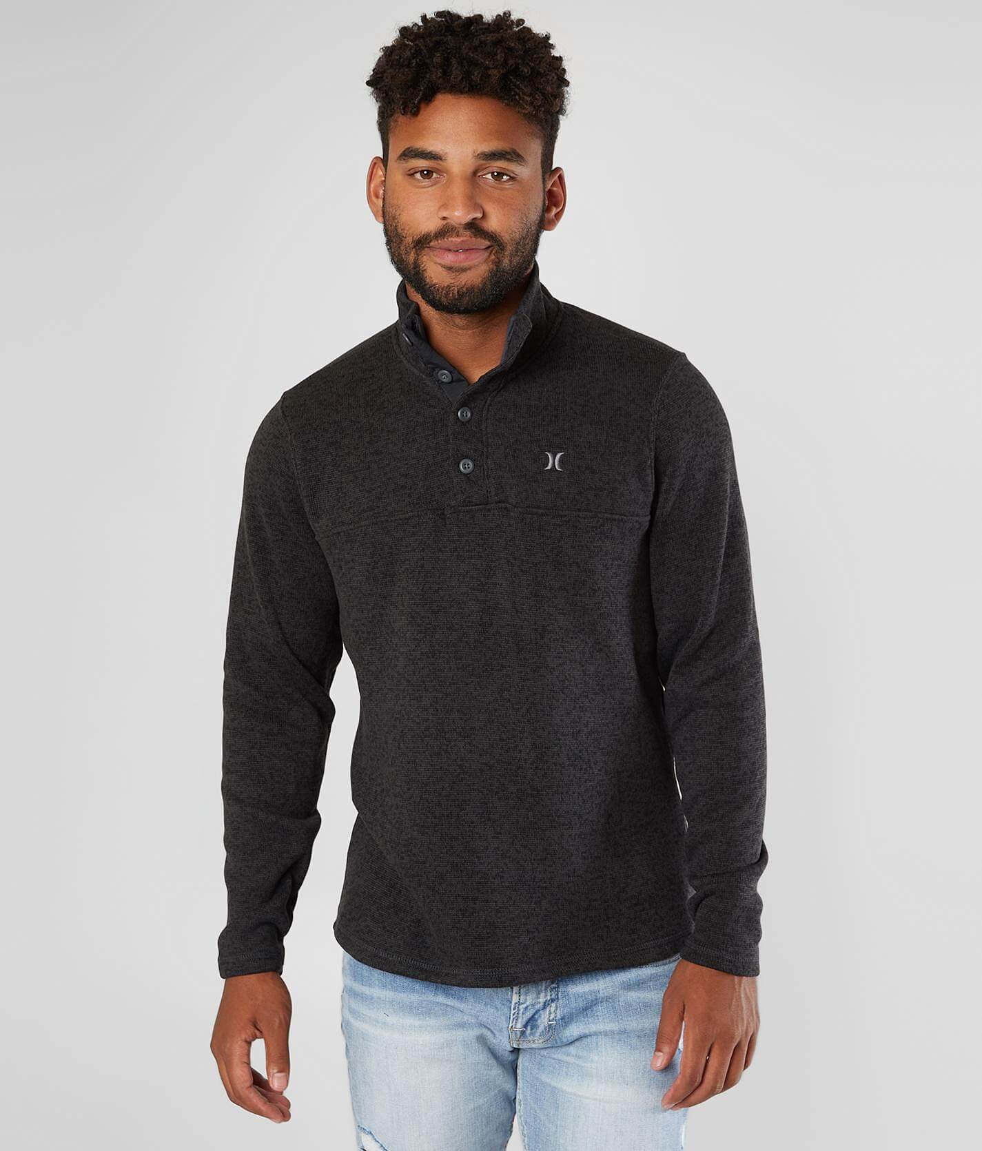 Hurley Quest Mock Neck Henley Pullover - Men's Sweatshirts in Anthracite