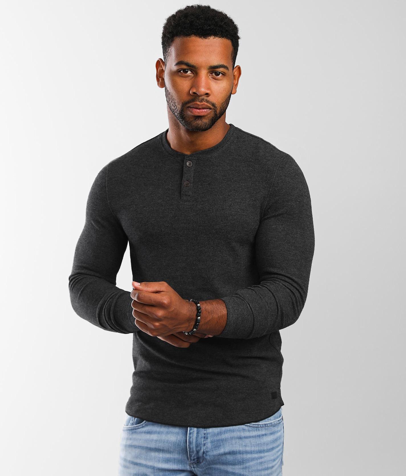 Outpost Makers Brushed Knit Henley - Men's T-Shirts in Phantom Black
