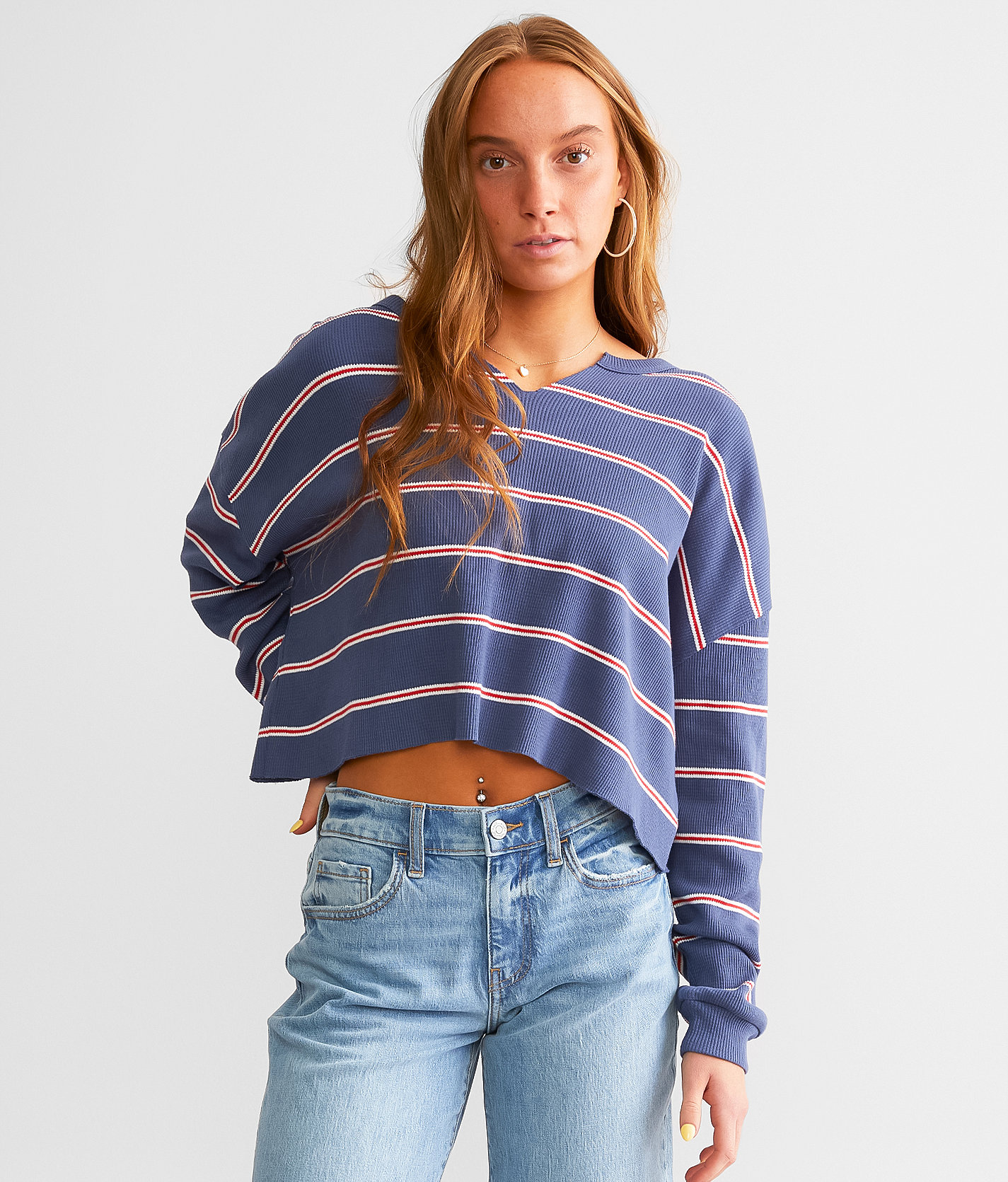 FITZ + EDDI Slouchy Cropped Top - Women's Shirts & Blouses in Vintage Indigo