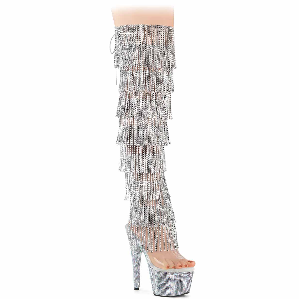 bejeweled-3019c-rsf-7-csrs__98379.1744272125.jpg BEJEWELED-3019C-RSF-7, 7 Inch Heel With Rhinestones Platform and Fringe on Thigh High Boots