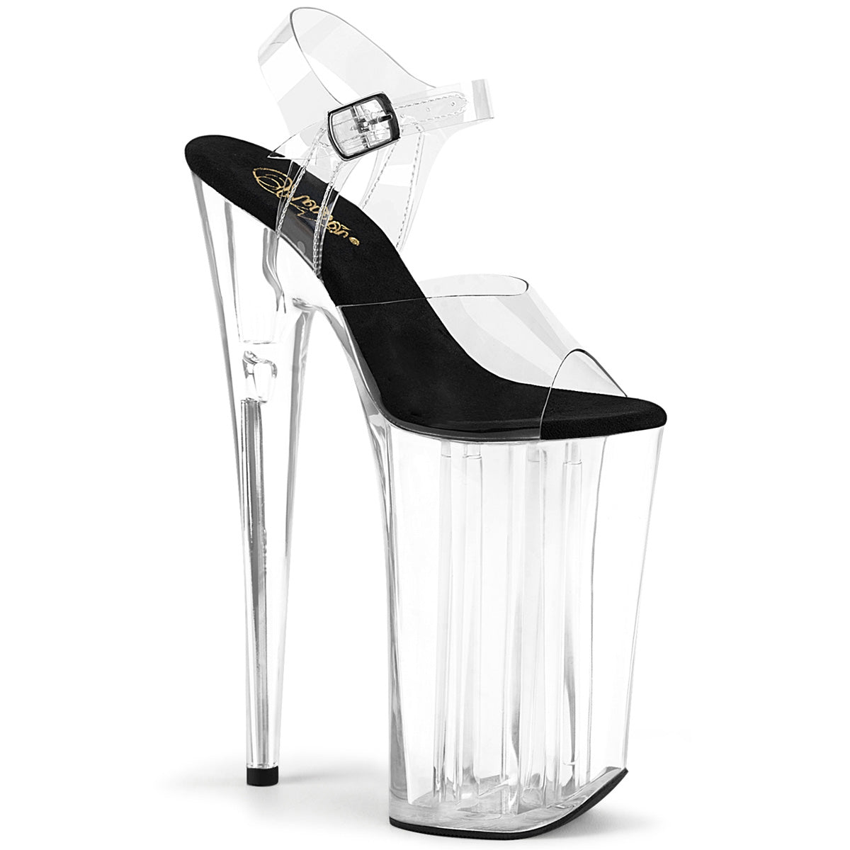 beyond-008-cbc.jpg 10 Inch Clear Heel Black Sole Clear Ankle Strap Platform | BEYOND-008