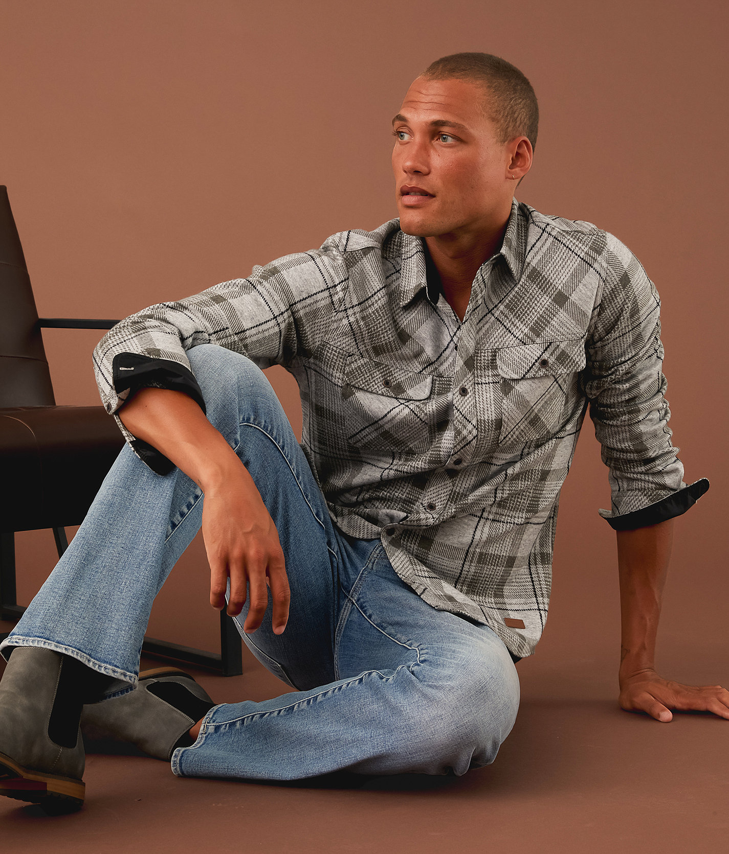 Outpost Makers Flannel Knit Standard Shirt - Men's Shirts in Cream Brown Black