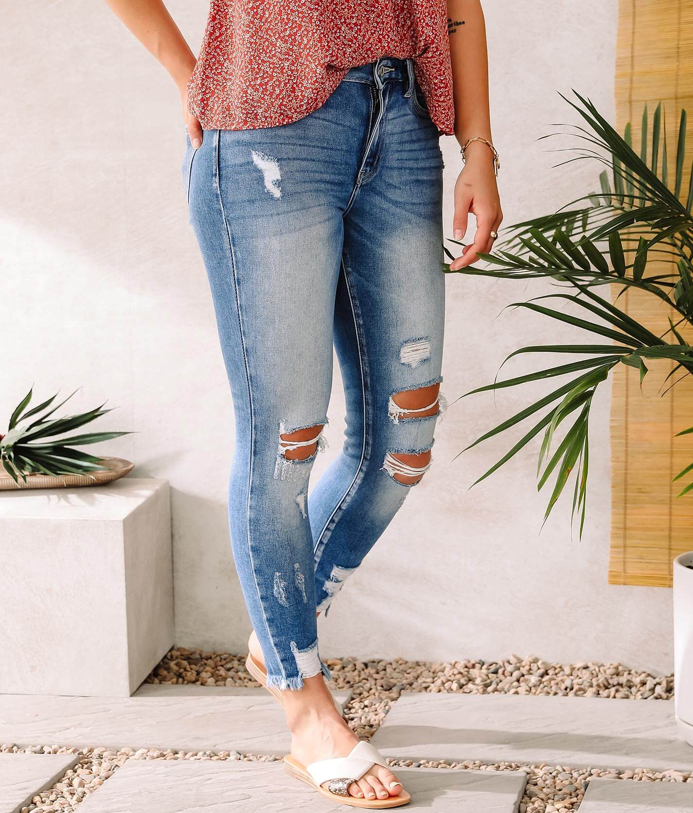 cc8e26fff75d35024359a53472123c49v3.jpg KanCan High Rise Ankle Skinny Stretch Jean - Women's Jeans in Light