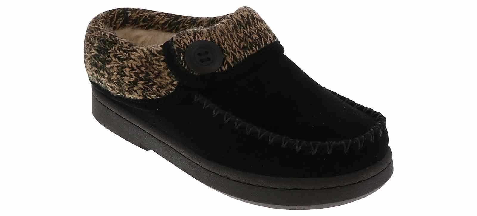 clarks-jmh2009-moctoeblackfoldedslipper-black01.jpg Clarks Moc Toe Women’s Slipper