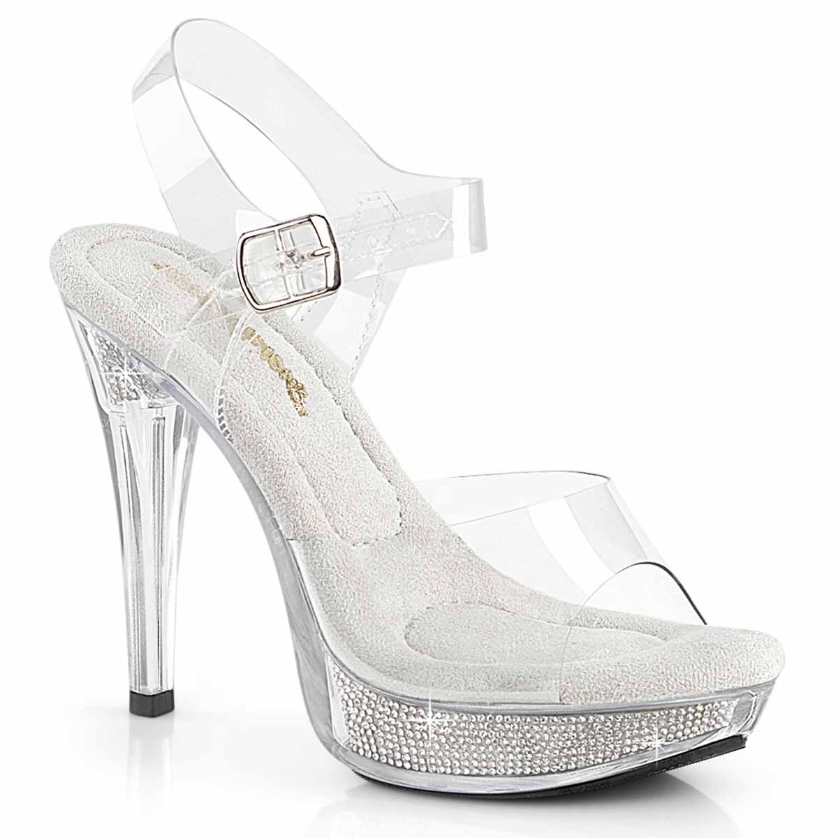 COCKTAIL-508SRSI, 5 Inch Heel Ankle Strap Sandal with Rhinestones Insert in Platform