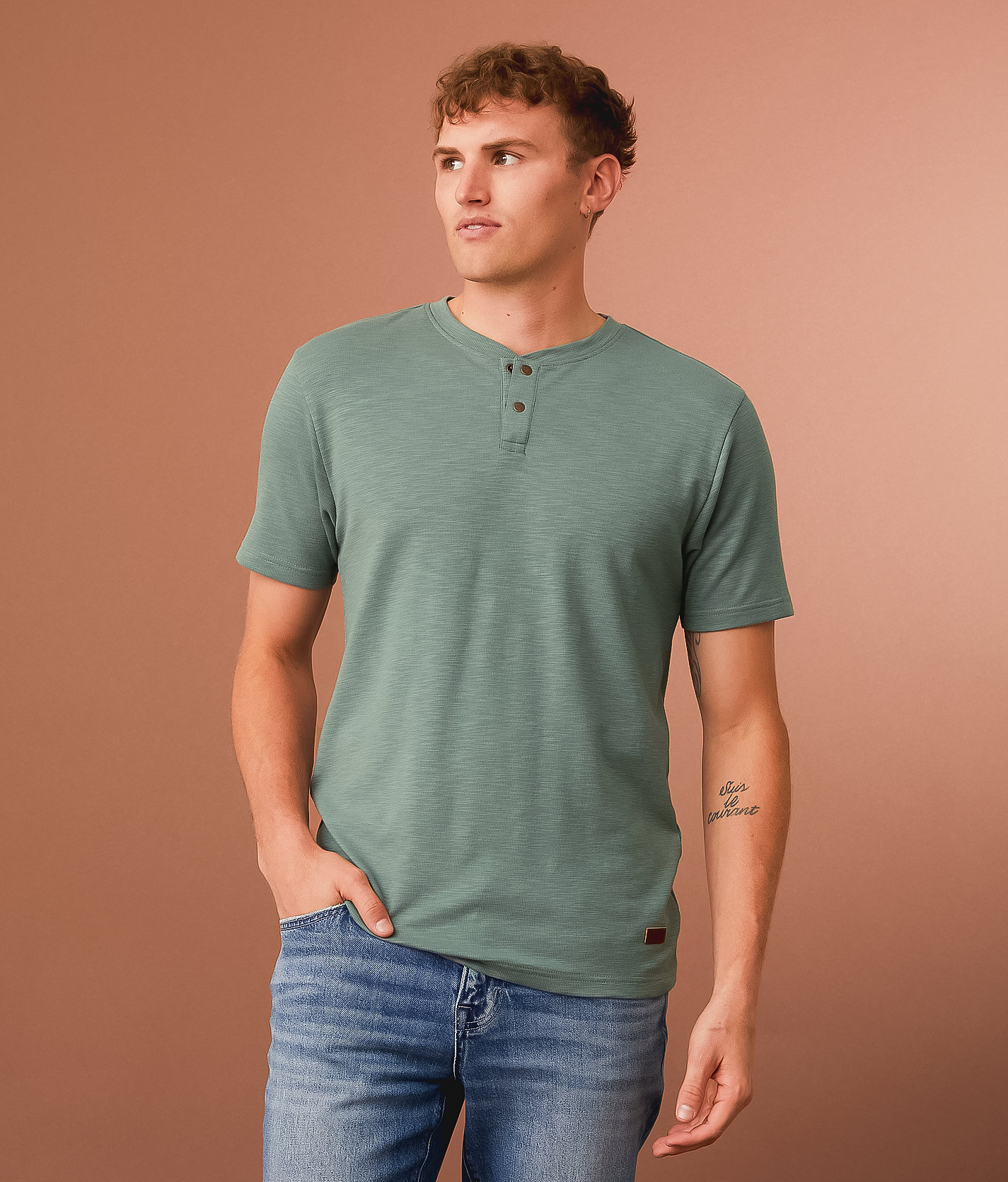 Outpost Makers Slub Henley - Men's T-Shirts in Stormy Sea