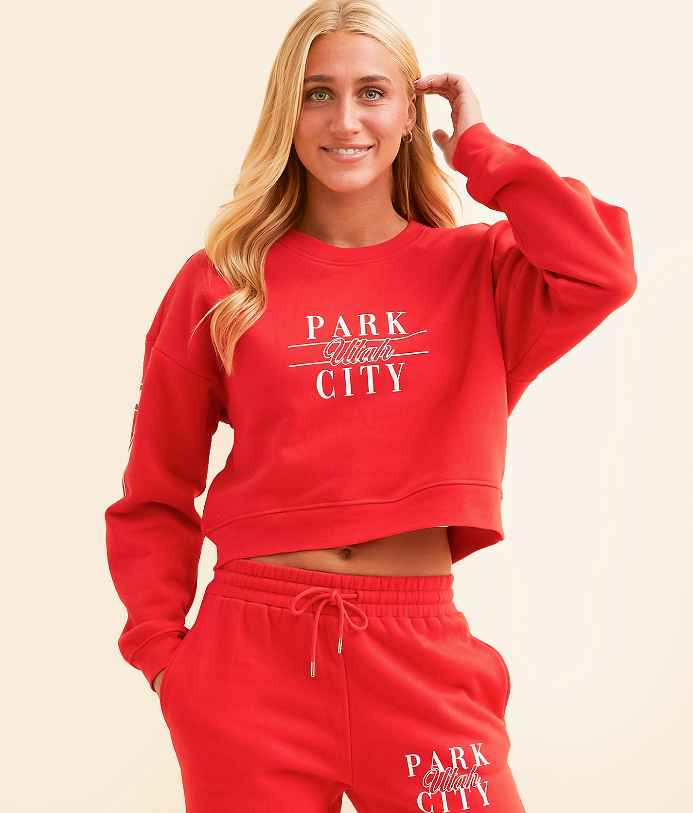 eae3af4bae6399f69d7f76e2a656fb20v3.jpg FITZ + EDDI Park City Utah Cropped Pullover - Women's Sweatshirts in High Risk Red