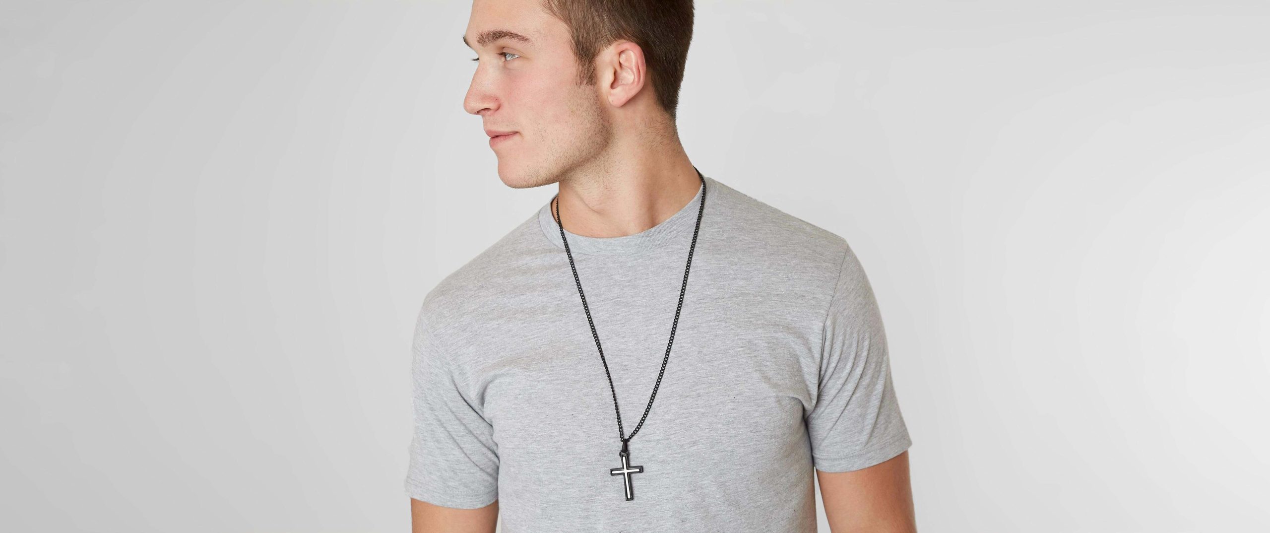f627c4dfb8ac90423bb39d97c52c4d78v3.jpg BKE Inset Cross Necklace - Men's Jewelry in Silver