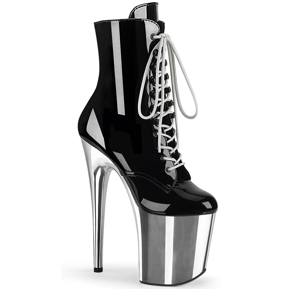 Pleaser Flamingo-1020 in Black/Silver Chrome