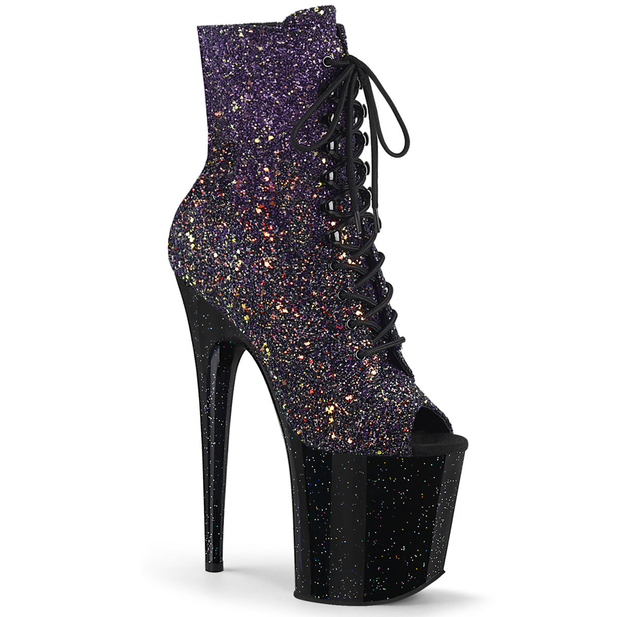8 Inch Heel FLAMINGO-1021OMBG Purple Glitter