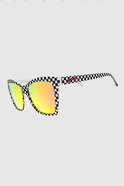 goodr Carl’s Diner Server with Checkered Past Sunglasses in Black/White Checker