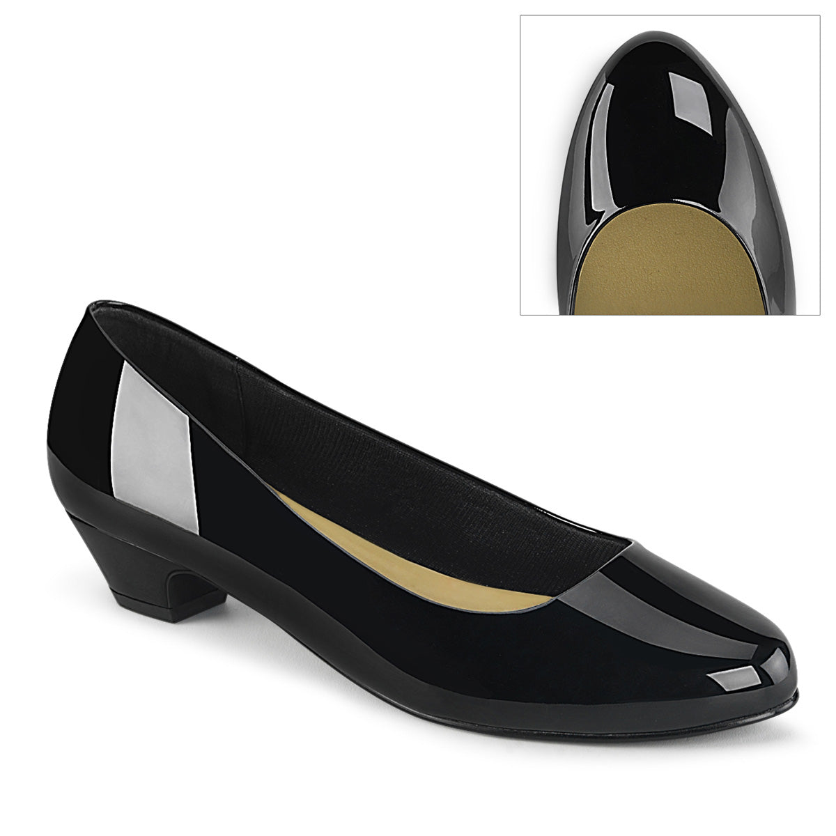 gwen-01-b.jpg 1 Inch Heel Black Pat Plus Size Classic Pump For Cross Dresser | GWEN-01