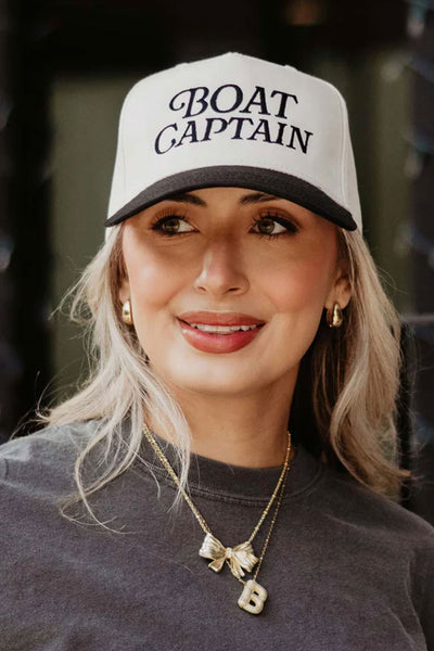 Boat Captain Trucker Hat for Women in Black/Tan