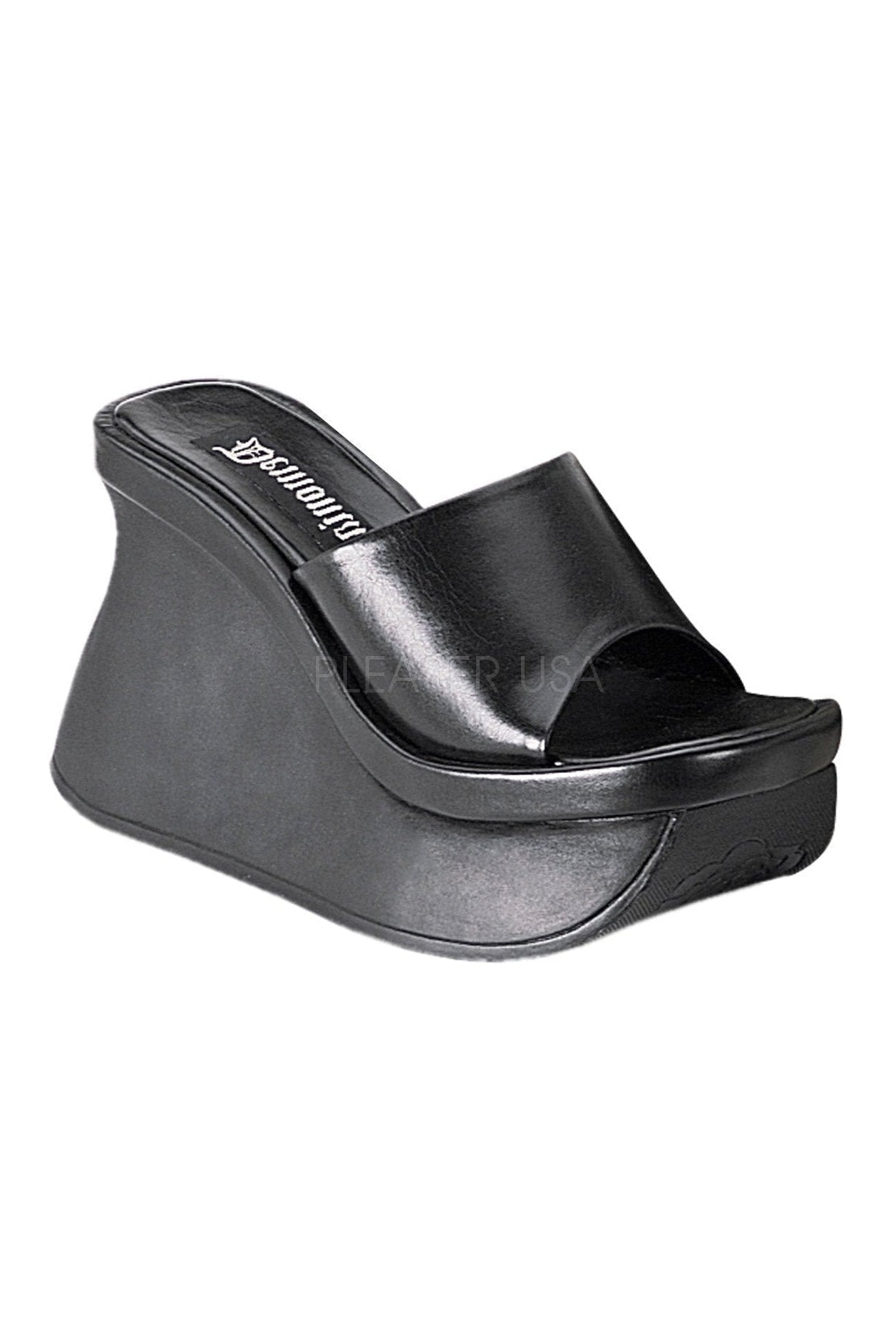 PACE-01 Demonia Wedge | Black Faux Leather