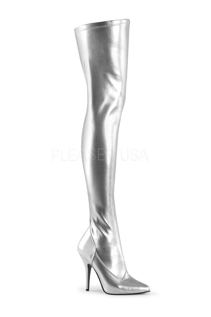 seduce-3000-thigh-boot-silver-faux-leather-thigh-boots-pleaser-sexyshoescom.jpg SEDUCE-3000 Thigh Boot | Silver Faux Leather