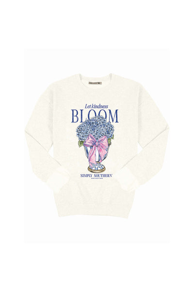 Simply Southern Youth Bloom Fleece Sweatshirt for Girls in White