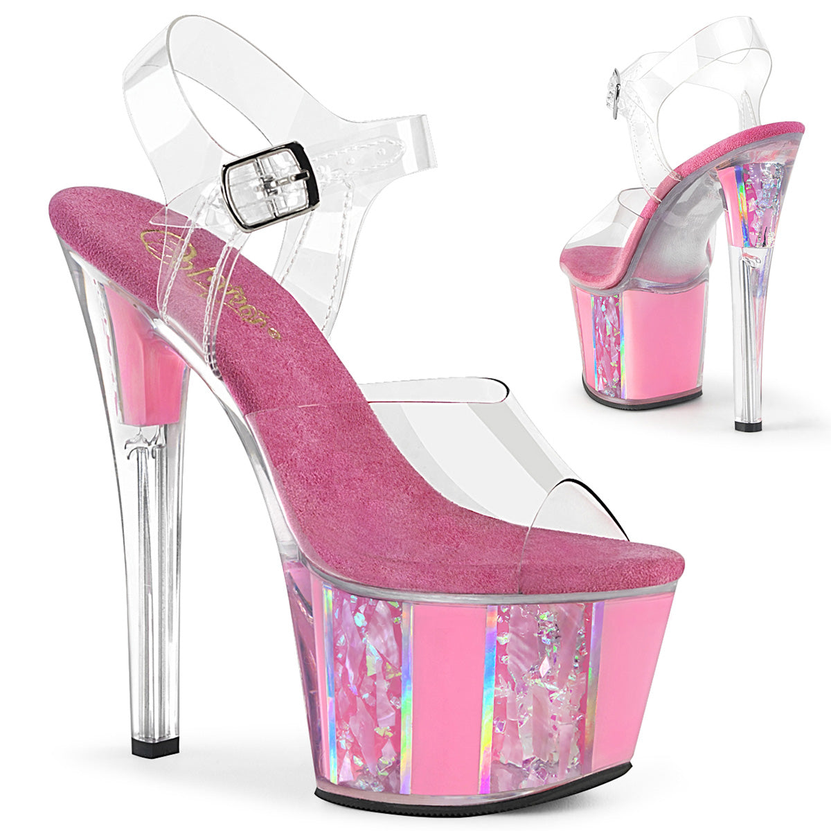 Pleaser Sky-308OF in Clear/Baby Pink