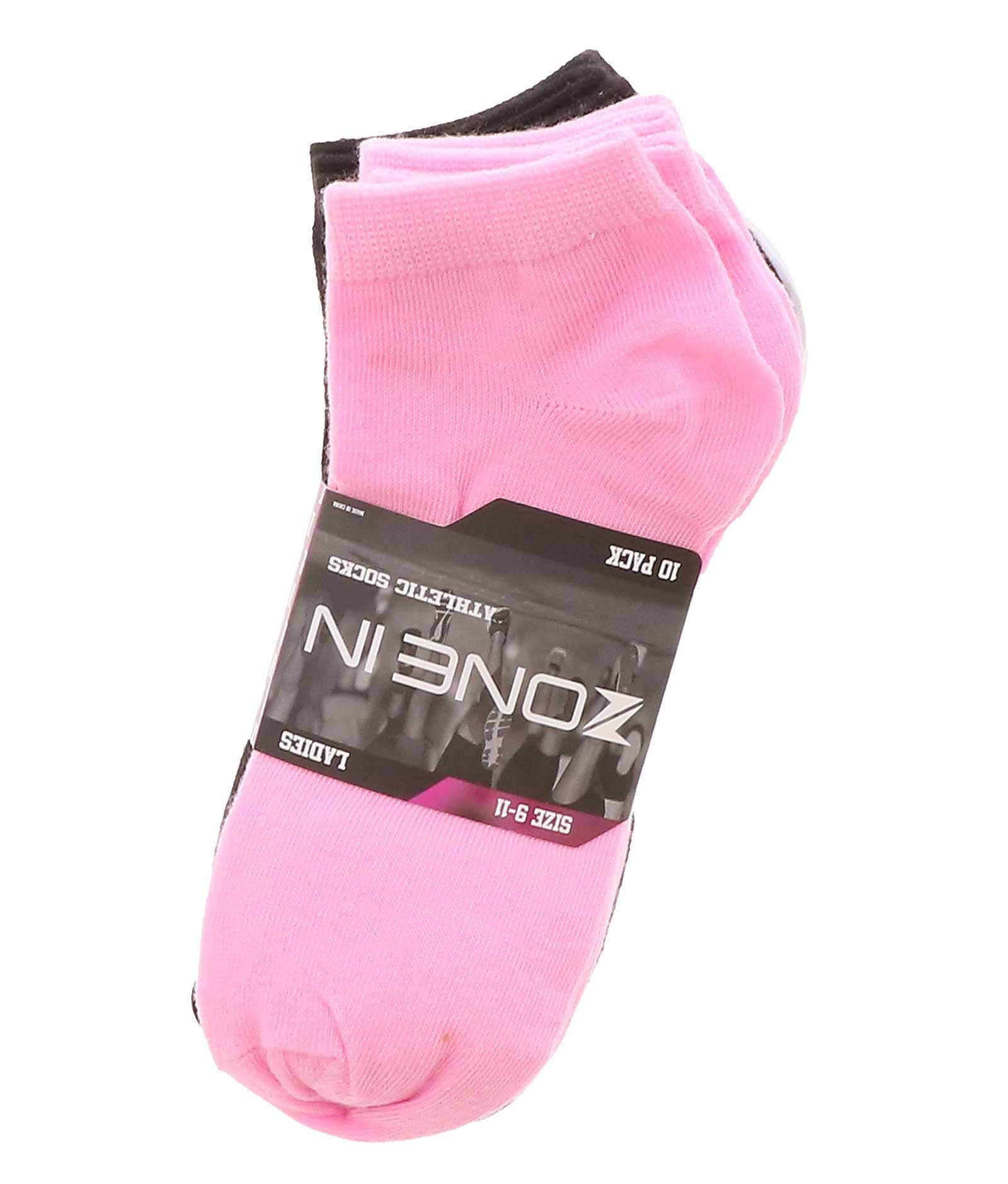 zonein-59578-bwgp-ladies10pkflatknitnssocks-pink01.jpg Zone In 10PK Flat Knit Women’s Ankle Socks