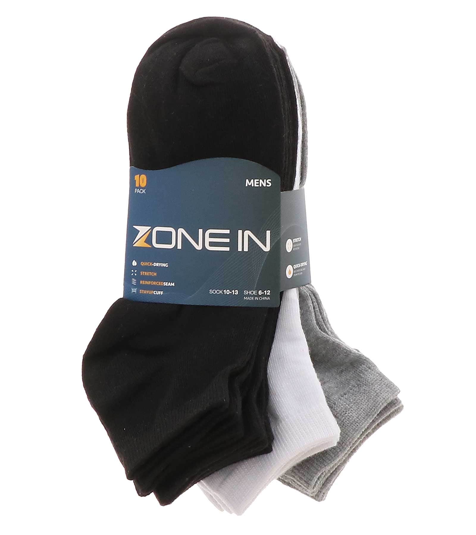 zonein-59585-bwg-mens10pkflatknitnssocks-black01.jpg Zone In 10PK Men’s Ankle Socks
