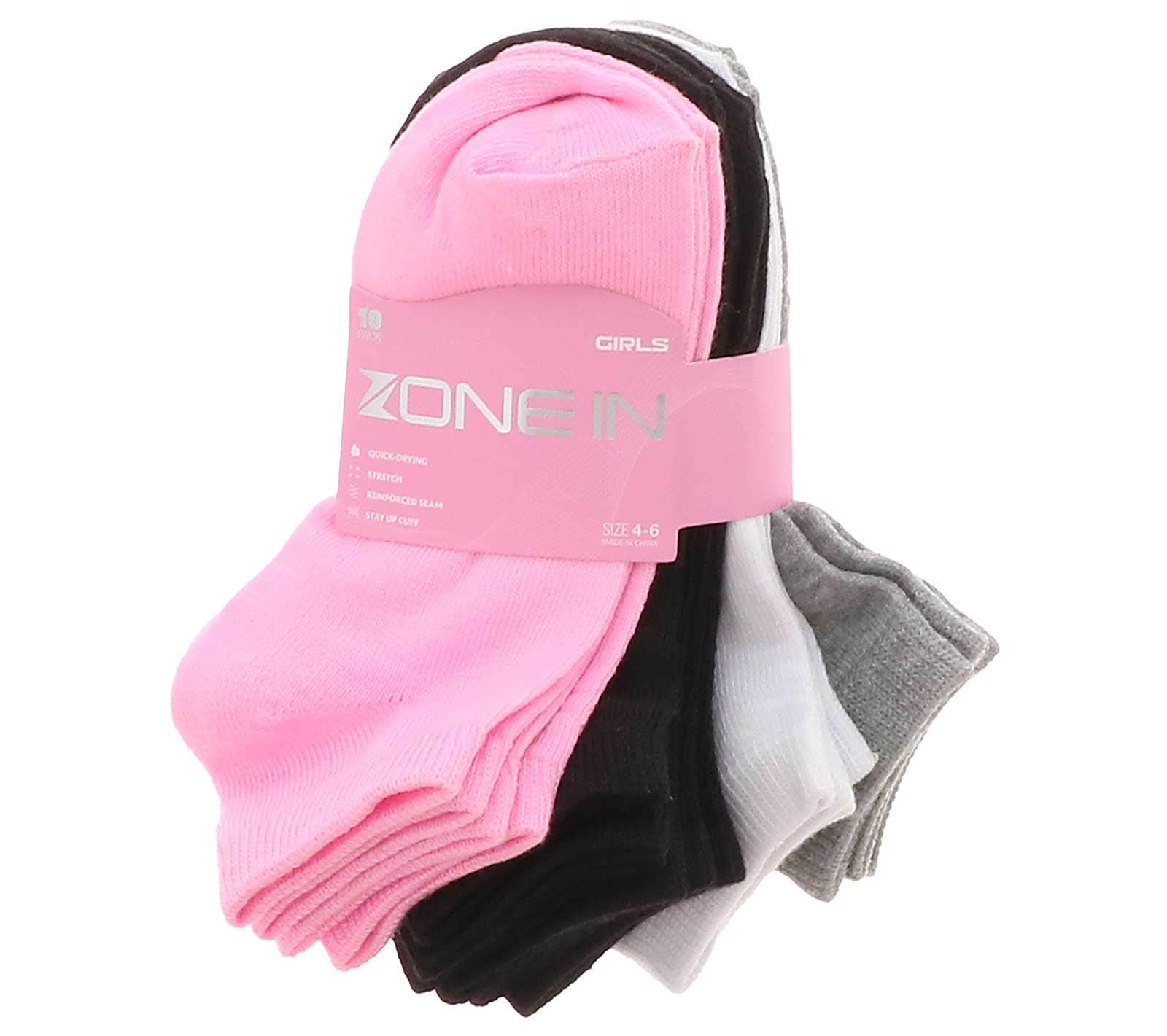 zonein-59622-bwgp-girls10pkflatknitsock-black01.jpg Zone In 10PK Youth Girls’ Ankle Socks